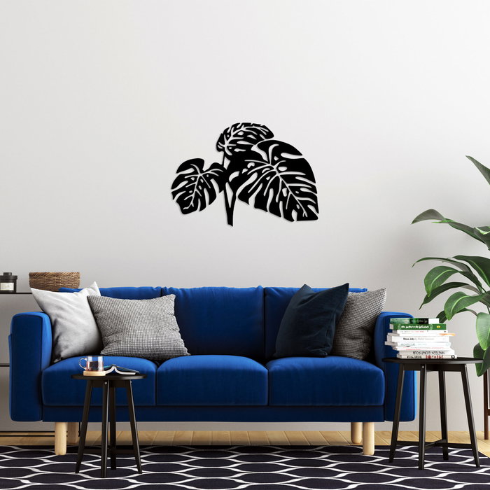Wallity Leaves 9 Escultura de Pared Metálica Negra
